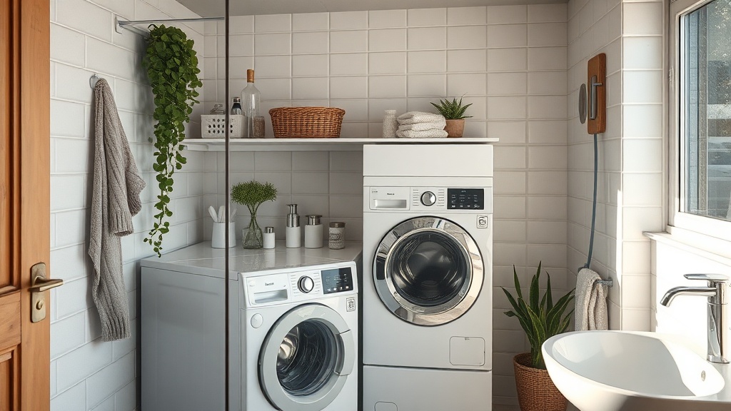 Kleine Waschzone im Badezimmer einrichten: Waschmaschine, Trocknen und Stauraum 